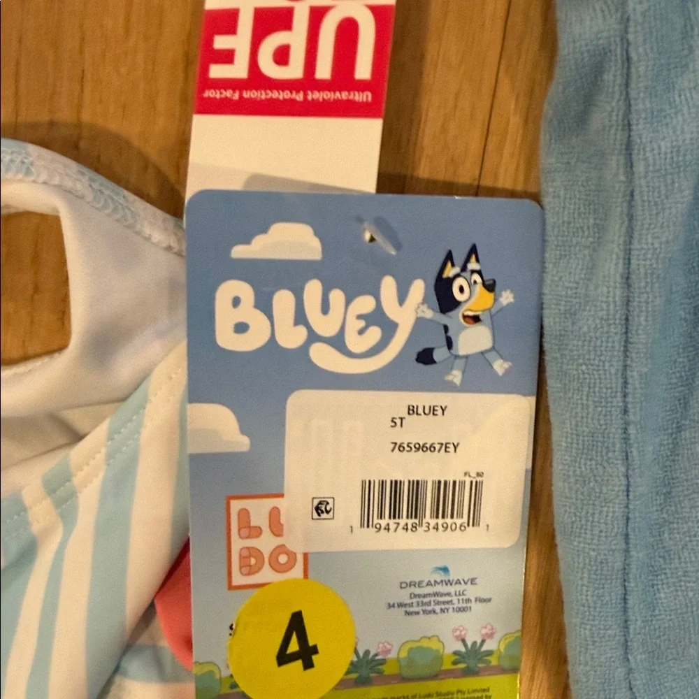 Bluey Hooded Beach Cloth Coverup & Floral Swimsuit Set - Light Blue & Multicolor - Picture 5 of 12